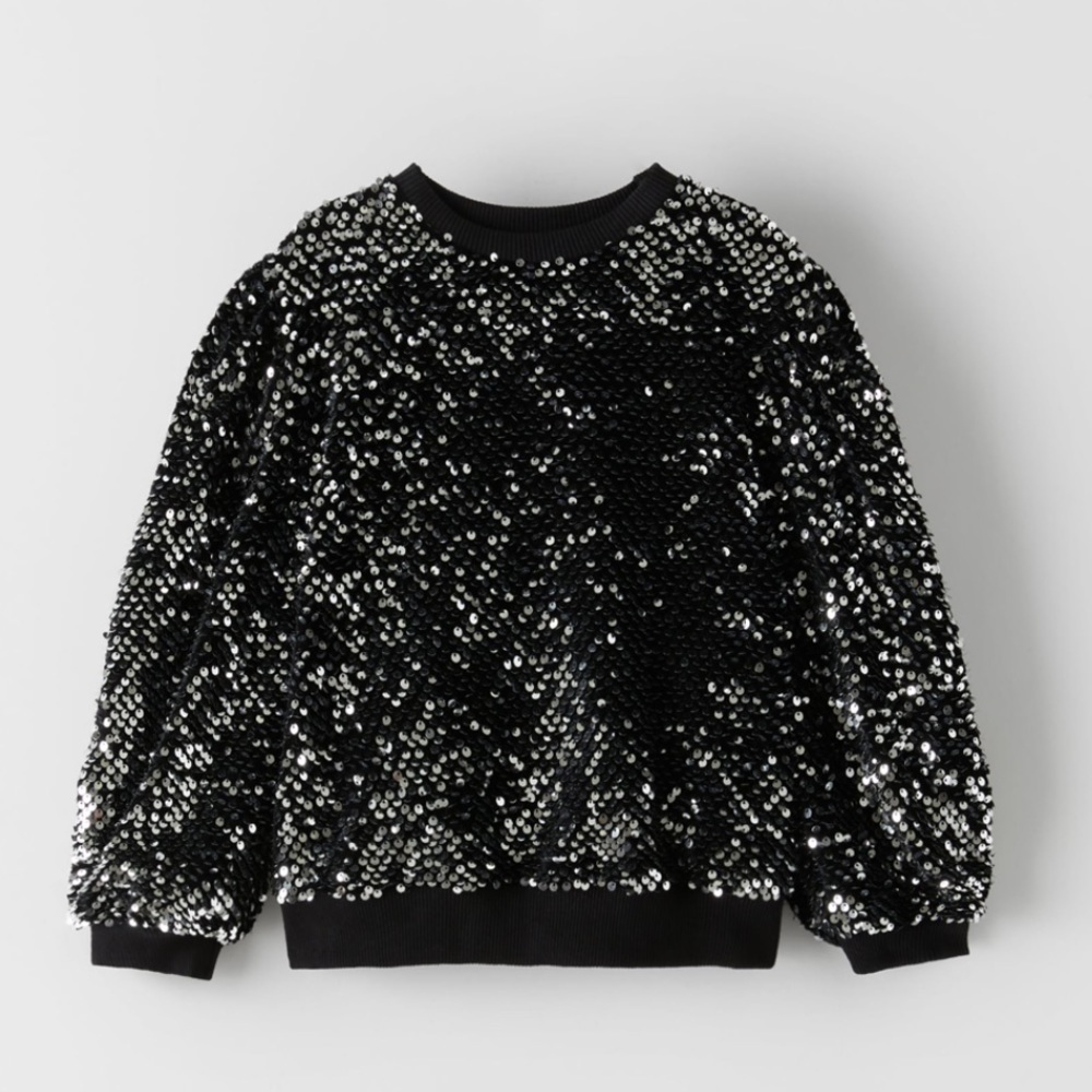 ZARA BNWT Kids Sequin and Velvet Sweatshirt